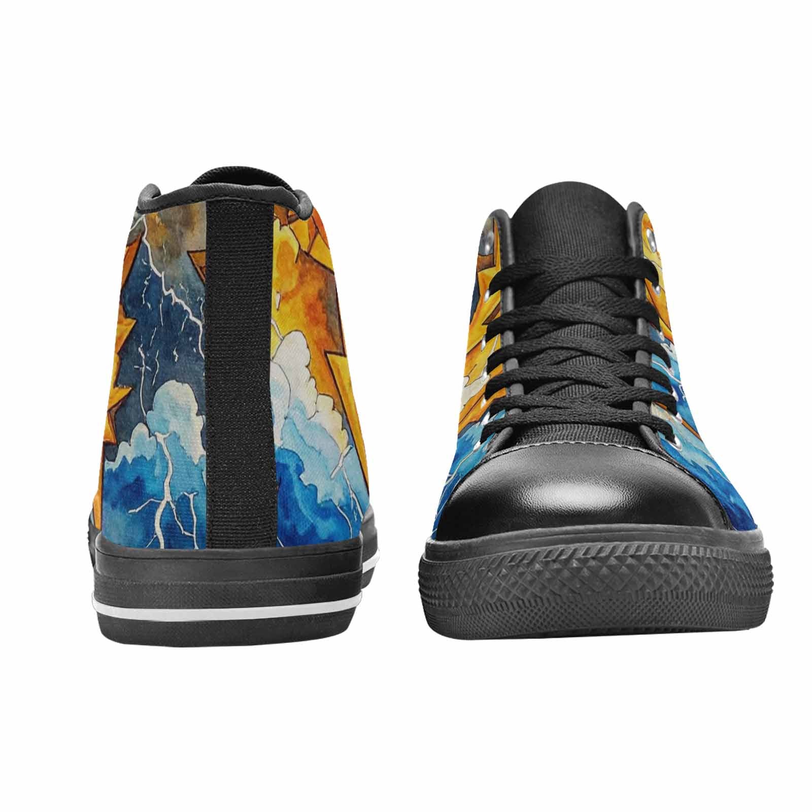WOMEN'S Lightning Bolt High Top Canvas Neon Fantasy Shoes