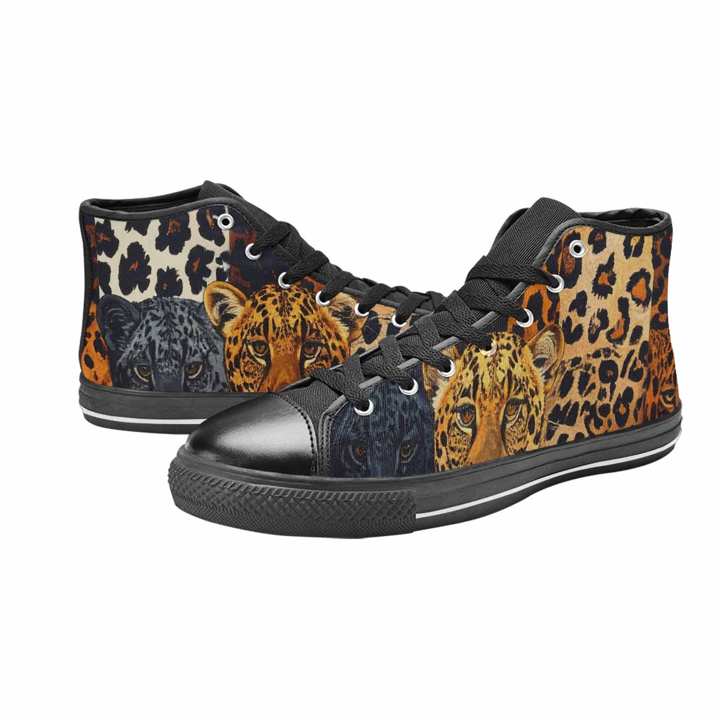 MEN'S Animal Print High Top Canvas Wallpaper Art Custom Shoes