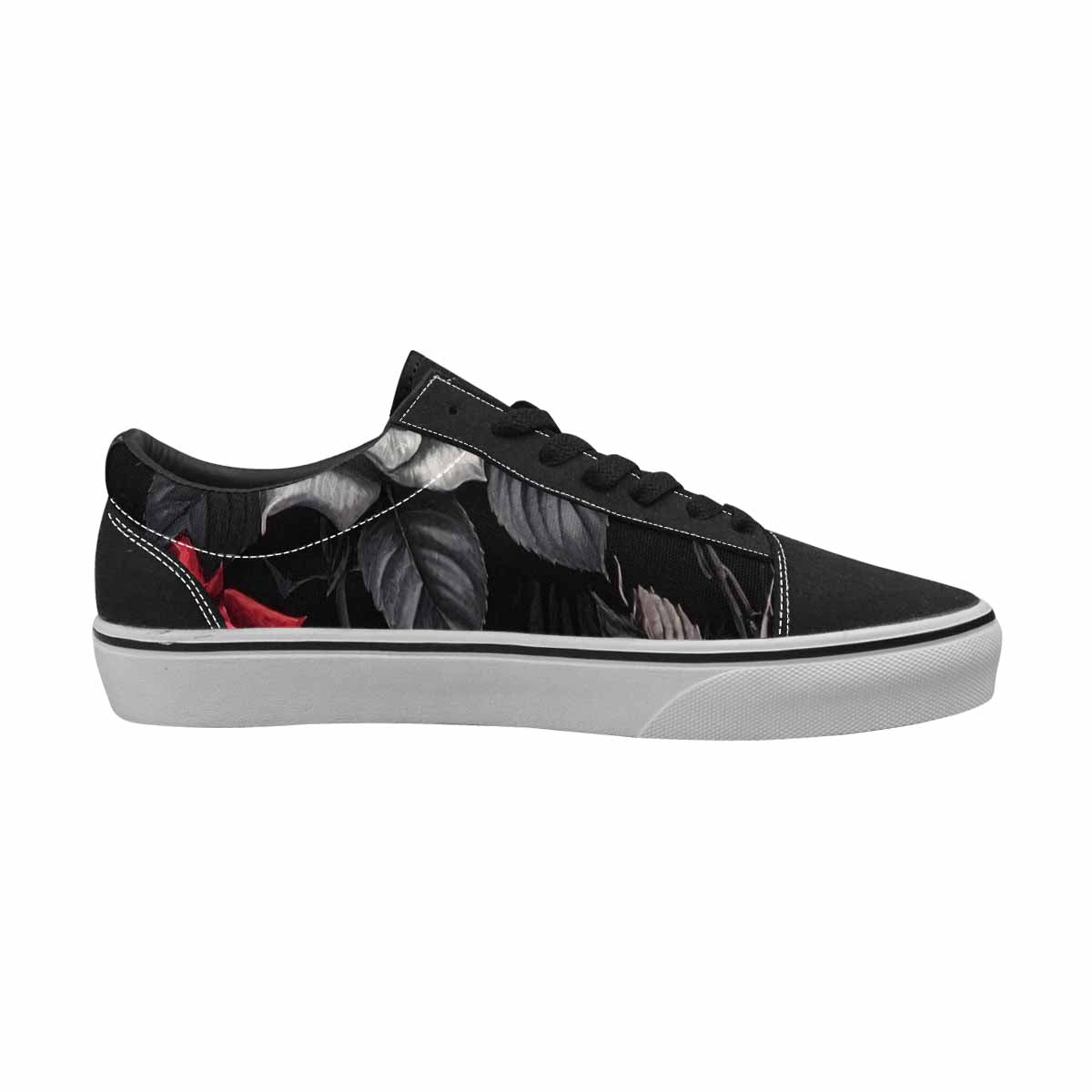 MEN'S Black Gothic Rose Canvas Lace-Up Grunge Shoes