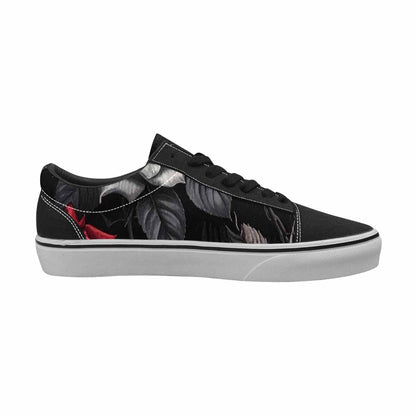MEN'S Black Gothic Rose Canvas Lace-Up Grunge Shoes