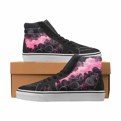 WOMEN'S Van Gogh Black & Pink Ink High Top Canvas One Of A Kind Surreal Custom Kicks
