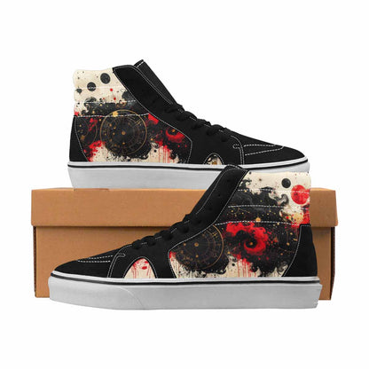 MEN'S Zodiac Black & Red Ink High Top Canvas Boutique Y2K Shoes