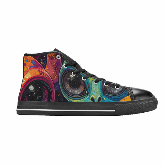 WOMEN'S Cartoon Alien Characters High Top Canvas Grunge Sneakers