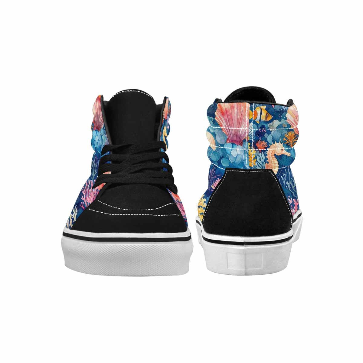 MEN'S Fish Scale Coral High Top Canvas Vivid Custom Shoes