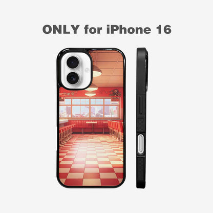 iPhone 16 Case — 1950s Diner Cartoon Art Pattern, Custom Phone Case