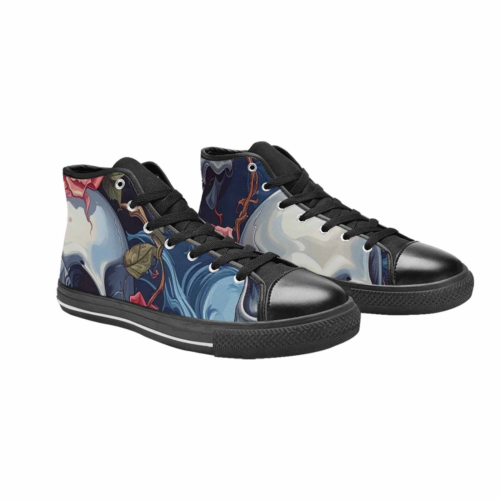 MEN'S Skulls Roses Chrome Airbrush High Top Canvas Dreamcore Custom Sneakers