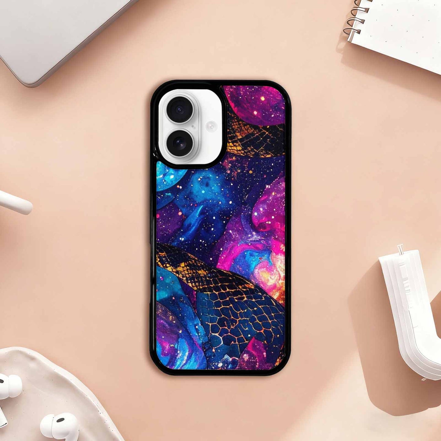 iPhone 17 Case — Galaxy Snake Print Galaxy Space, Custom Art Phone Cover