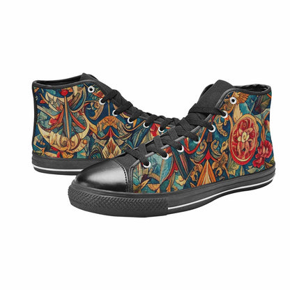 WOMEN'S Old School Tattoo High Top Canvas Dreamcore Custom Sneakers