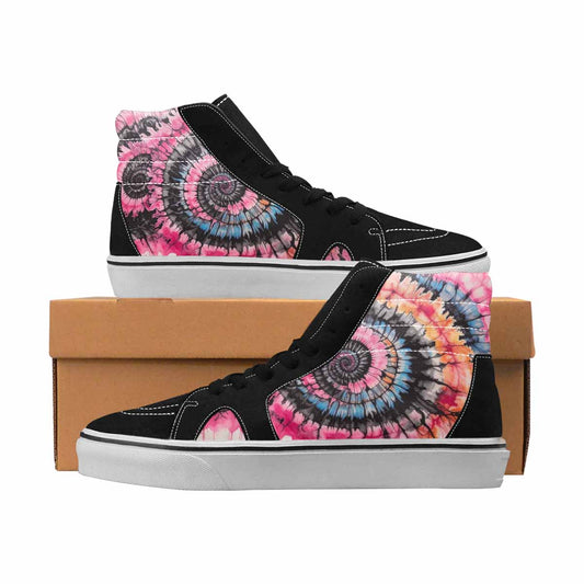 MEN'S Tie Dye Black & Pink Ink High Top Canvas Custom Fashion Dark Academia Custom Shoes