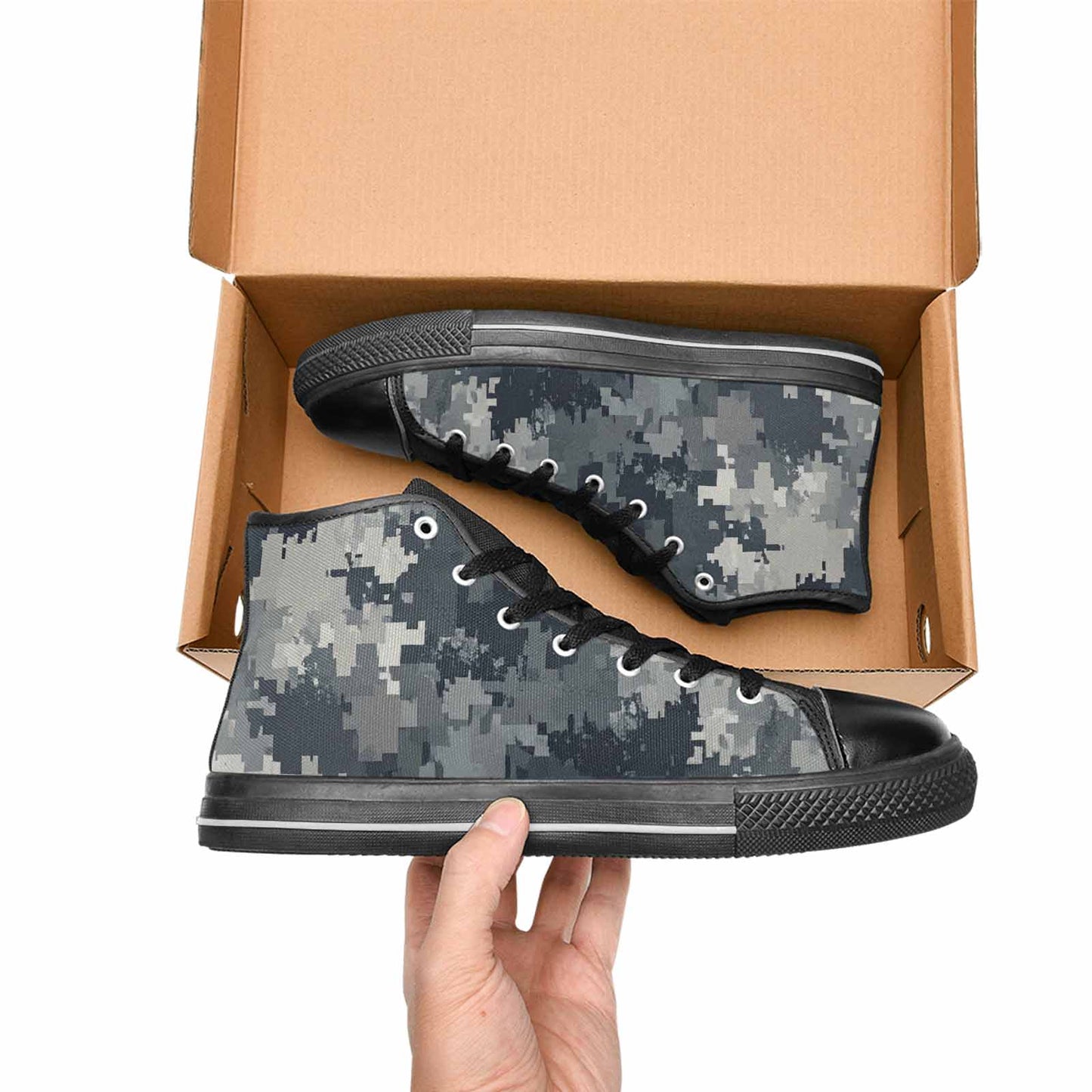 WOMEN'S Military Camouflage Blotch High Top Canvas Wallpaper Art Custom Sneakers