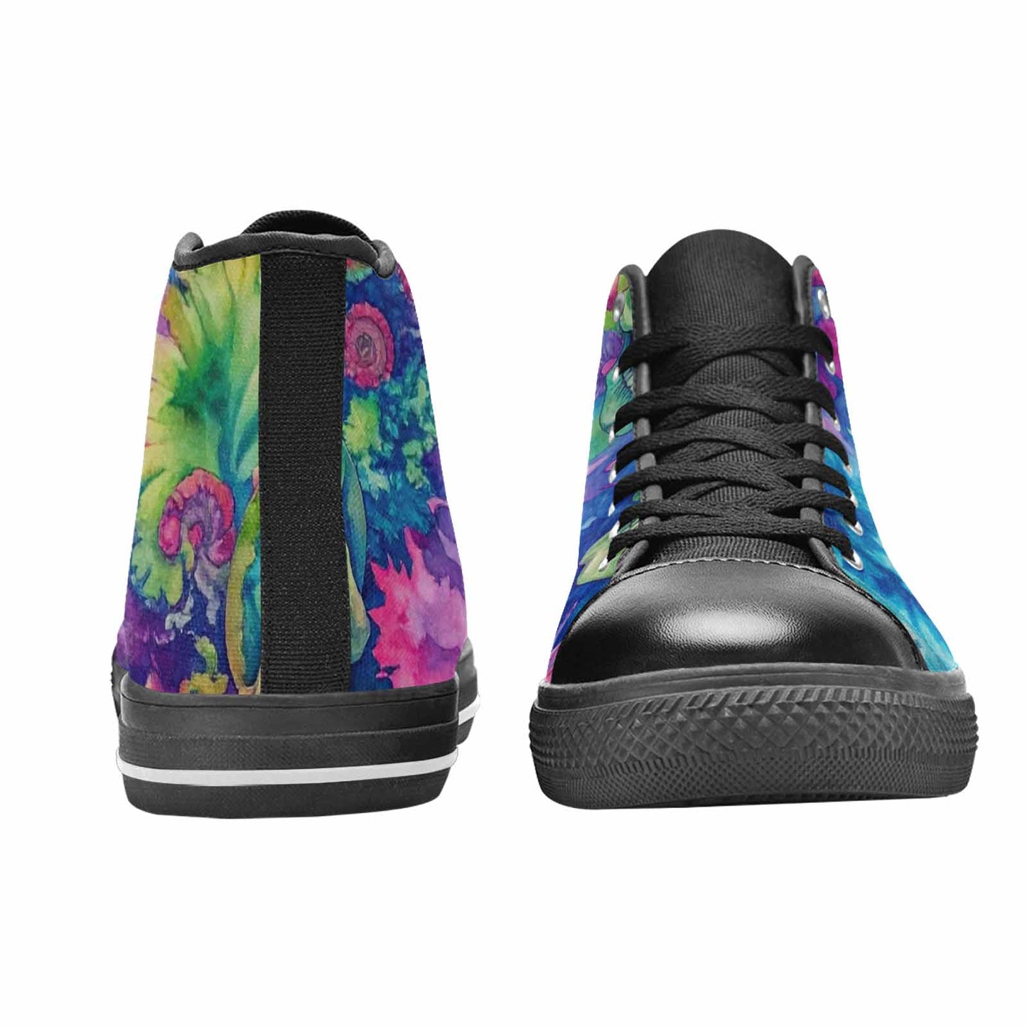 MEN'S Tie Dye Skulls Print High Top Canvas Vibrant Chaos Custom Shoes