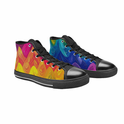MEN'S Pansexual Flag Color High Top Canvas Vibrant Chaos Sneakers