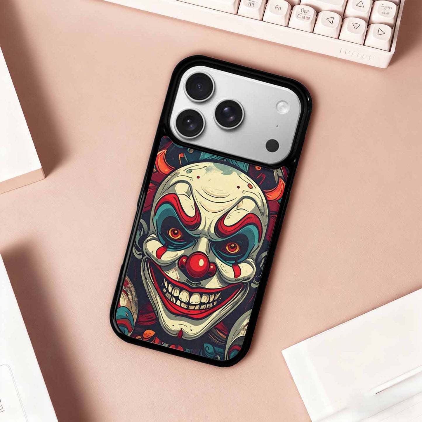 iPhone 17 Pro Case — Evil Circus Heads Faces Overlapping Cartoon, Original Design Phone Case