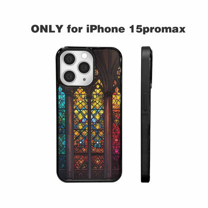iPhone 15 Pro Max Case — Stained Glass Window Pattern Seamless Repeat, Custom Made Phone Cover
