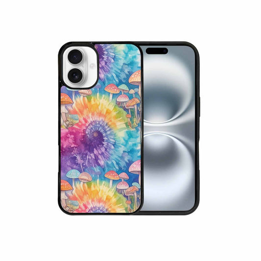 iPhone 16 Plus Case — Mushrooms Tie Dyemushrooms Pat 9i2, Custom Print Case Cover