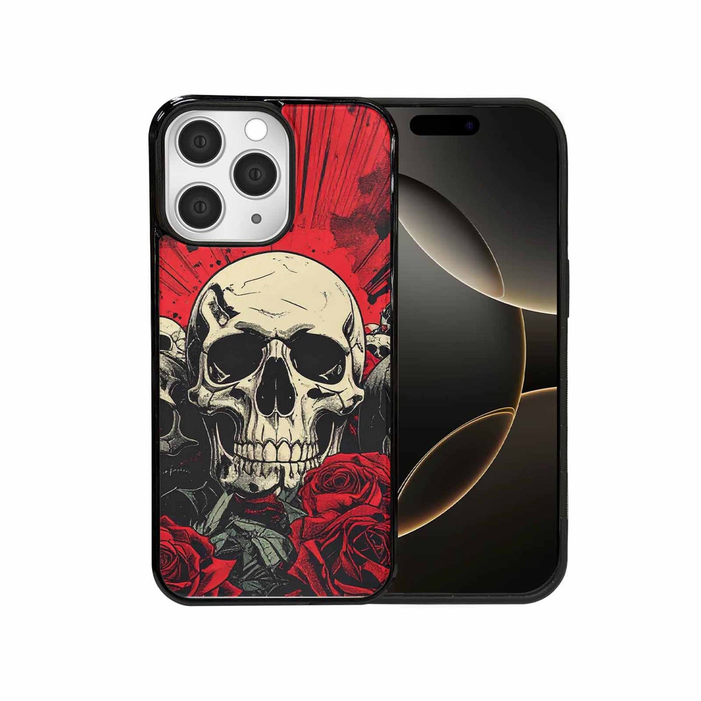 iPhone 15 Pro Max Case — Skull Dark Art Gothic Print, Custom Art Phone Cover