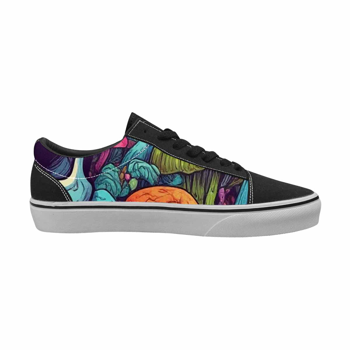 WOMEN'S Mushroom Skull Canvas Lace-Up Vivid Custom Sneakers