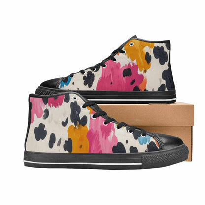 WOMEN'S Cow Animal Print High Top Canvas Vivid Sneakers
