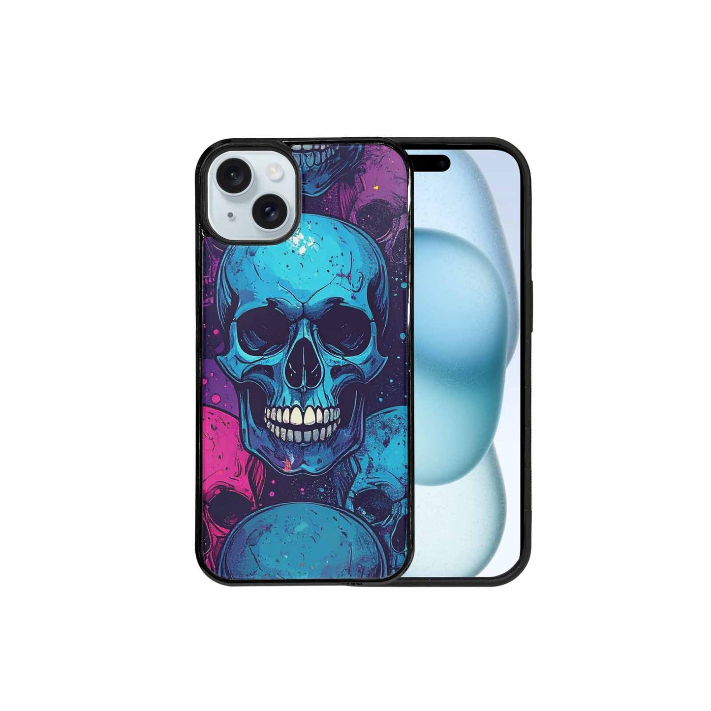 iPhone 15 Plus Case — Skulls Splatter Comic Custom, Custom Art Phone Cover