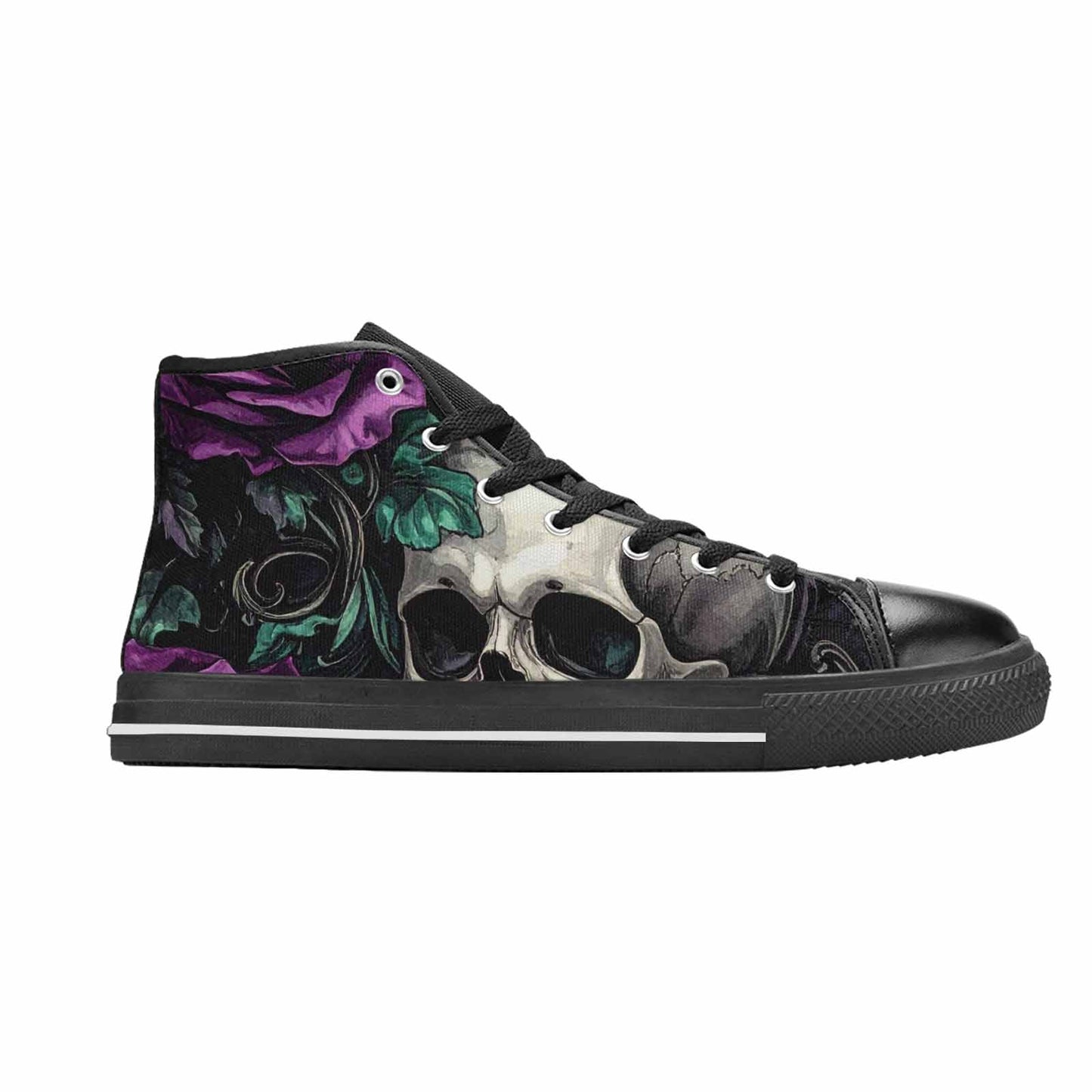 MEN'S Skulls Roses Gothic Filigree High Top Canvas Cottagecore Sneakers
