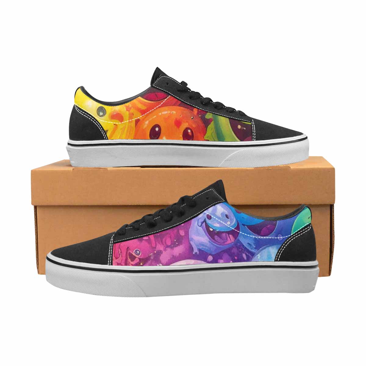 WOMEN'S Smiley Facessmiley Faces  Lace-Up Canvas Dark Academia Sneakers