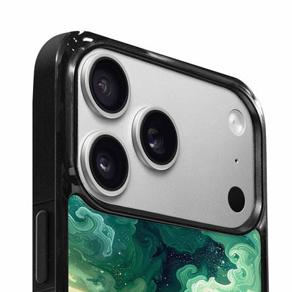 iPhone 17 Pro Case — Galaxy Art Green Teal Nebula Galaxy, Custom Art Phone Cover