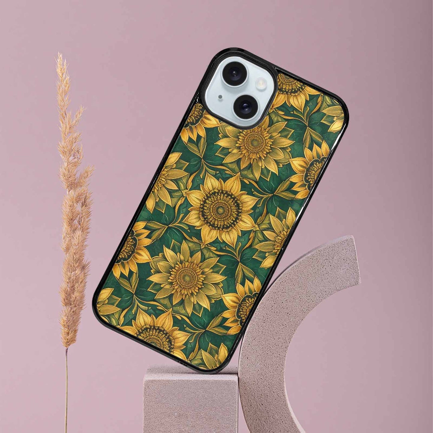 iPhone 15 Plus Case — Sunflower Mandala Kaleidoscope Custom, Custom Designed Case Cover