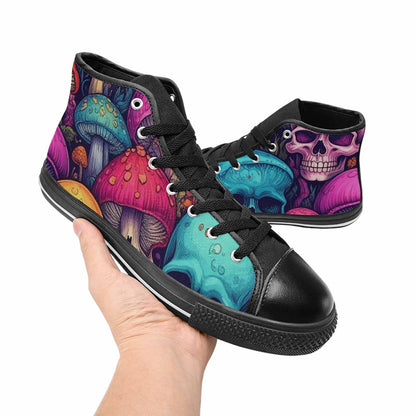 MEN'S Mushroom Skull High Top Canvas Neon Fantasy Sneakers