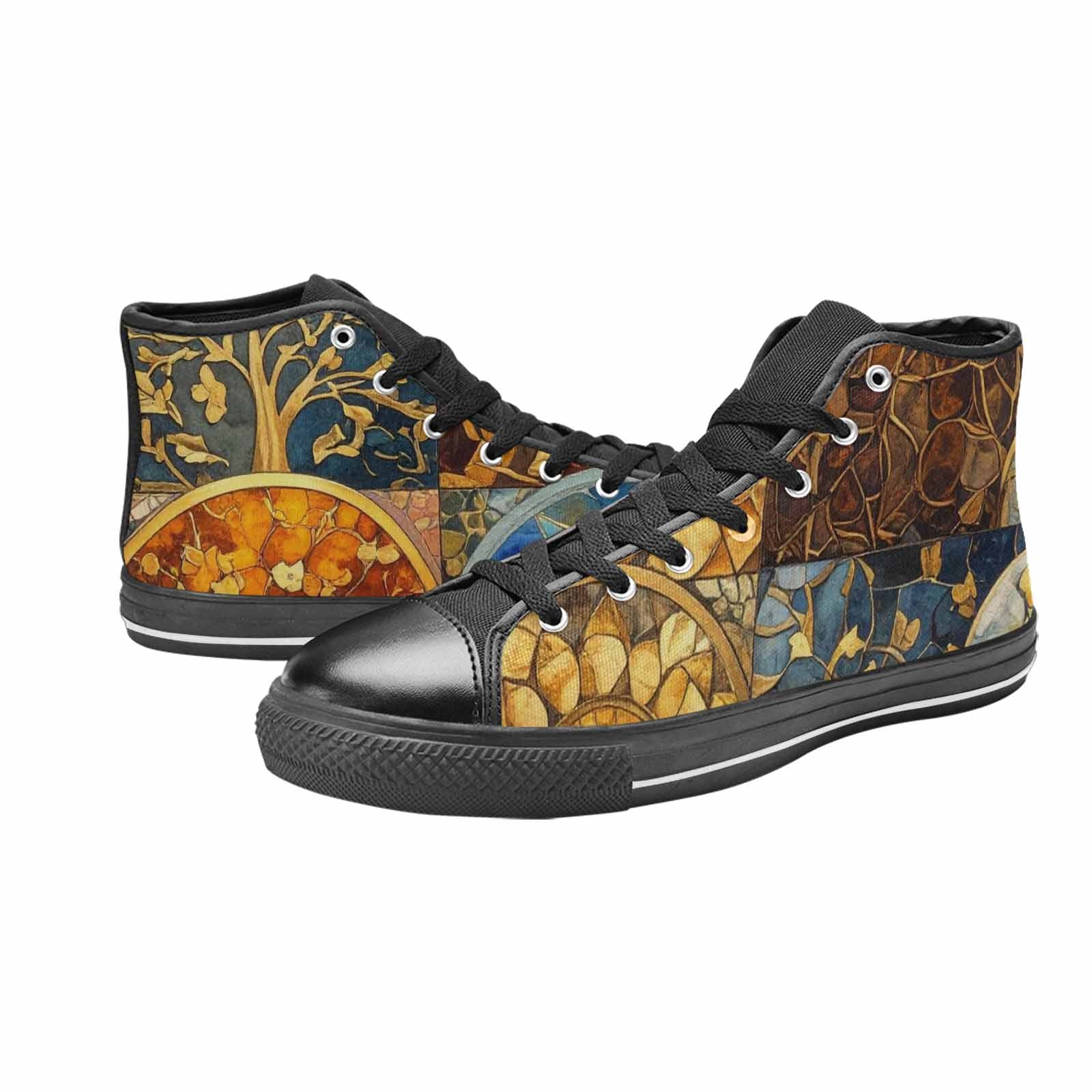 MEN'S Klimt-Style Gold Leaf High Top Canvas Aesthetic Custom Sneakers