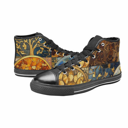 MEN'S Klimt-Style Gold Leaf High Top Canvas Aesthetic Custom Sneakers
