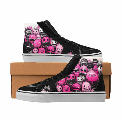 MEN'S Monsters Black & Pink Ink High Top Canvas Artist-designed Neon Fantasy Original Art Sneakers