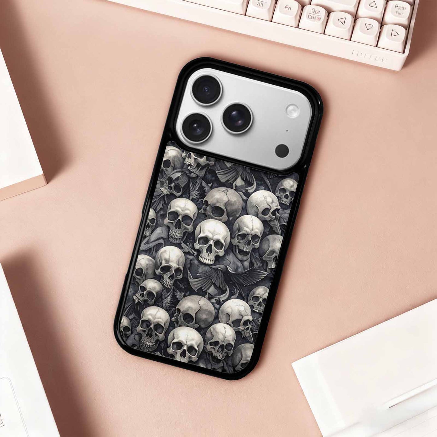 iPhone 17 Pro Case — Skull Dark Art Gothic Print Gothic, Custom Printed Phone Case