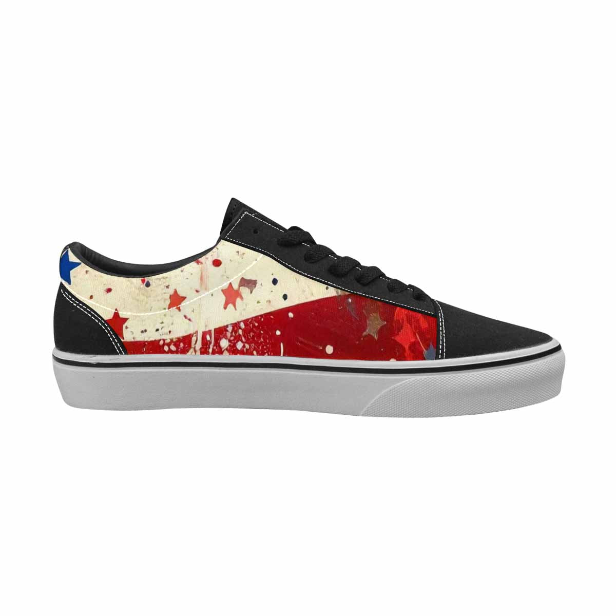 WOMEN'S Patriotic Stars Stripes Lace-Up Canvas Wallpaper Art Custom Sneakers