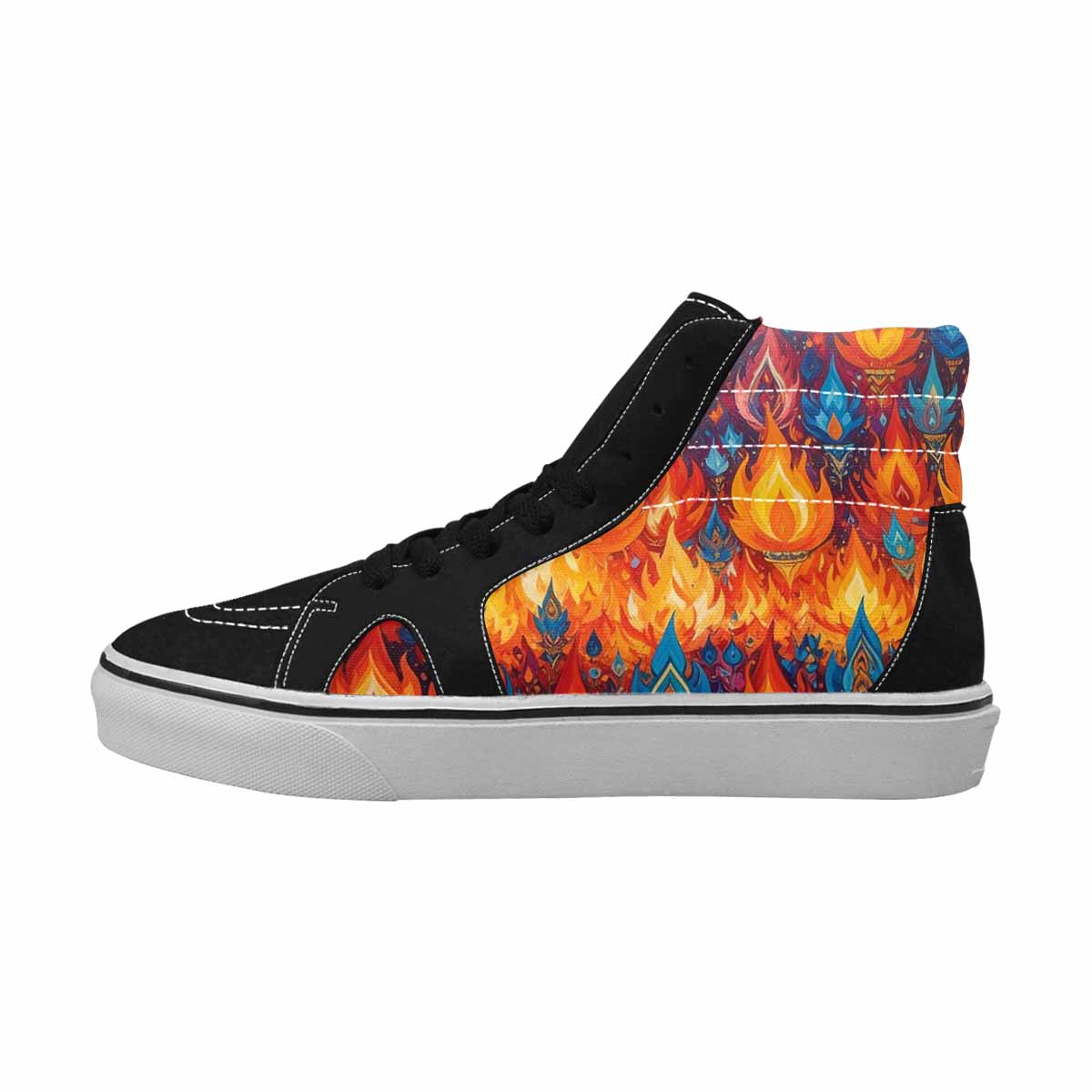 MEN'S Flames Full Color High Top Canvas One Of A Kind Dark Academia All Over Print Shoes