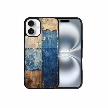 iPhone 16 Plus Case — Denim Distressed Textures Print Edge To, Customized Protective Case