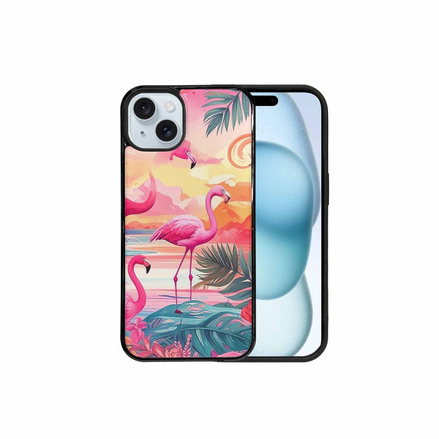 iPhone 15 Plus Case — Flamingo Tropical Flamingo Tropical Pattern Hundreds, Custom Art Phone Cover