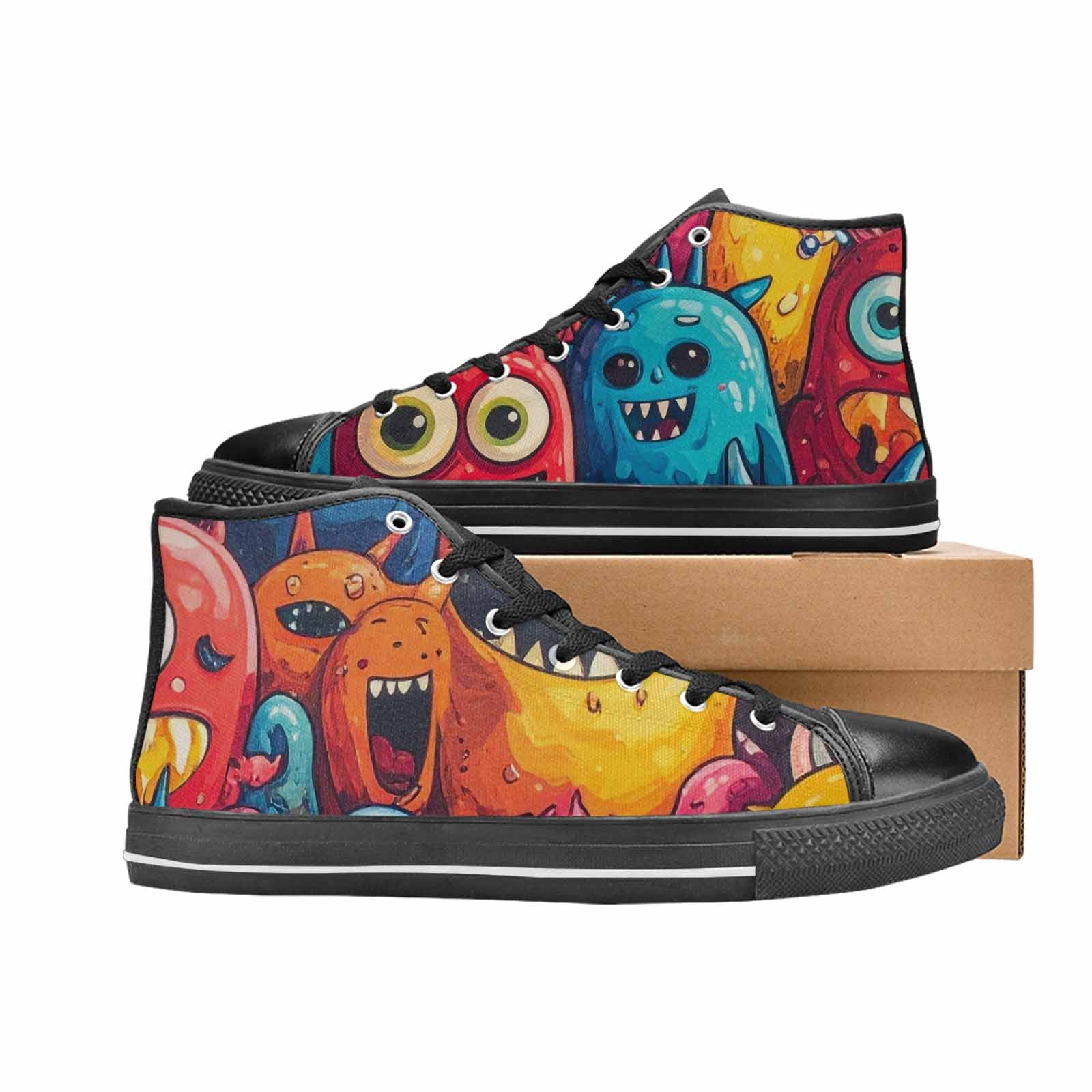 MEN'S Cartoon Monster Character High Top Canvas Cottagecore Shoes