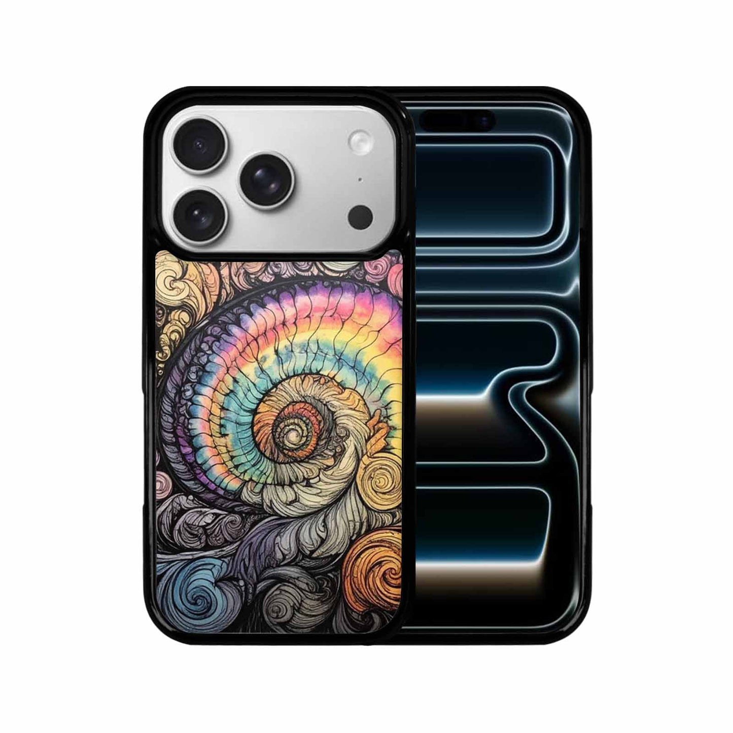 iPhone 17 Pro Case — Tie Dye Swirls Black White Tie, Custom Made Phone Cover