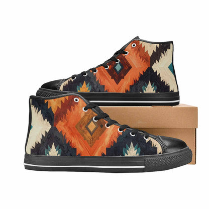 MEN'S Southwestern Geometric Diamond High Top Canvas Neon Fantasy Shoes