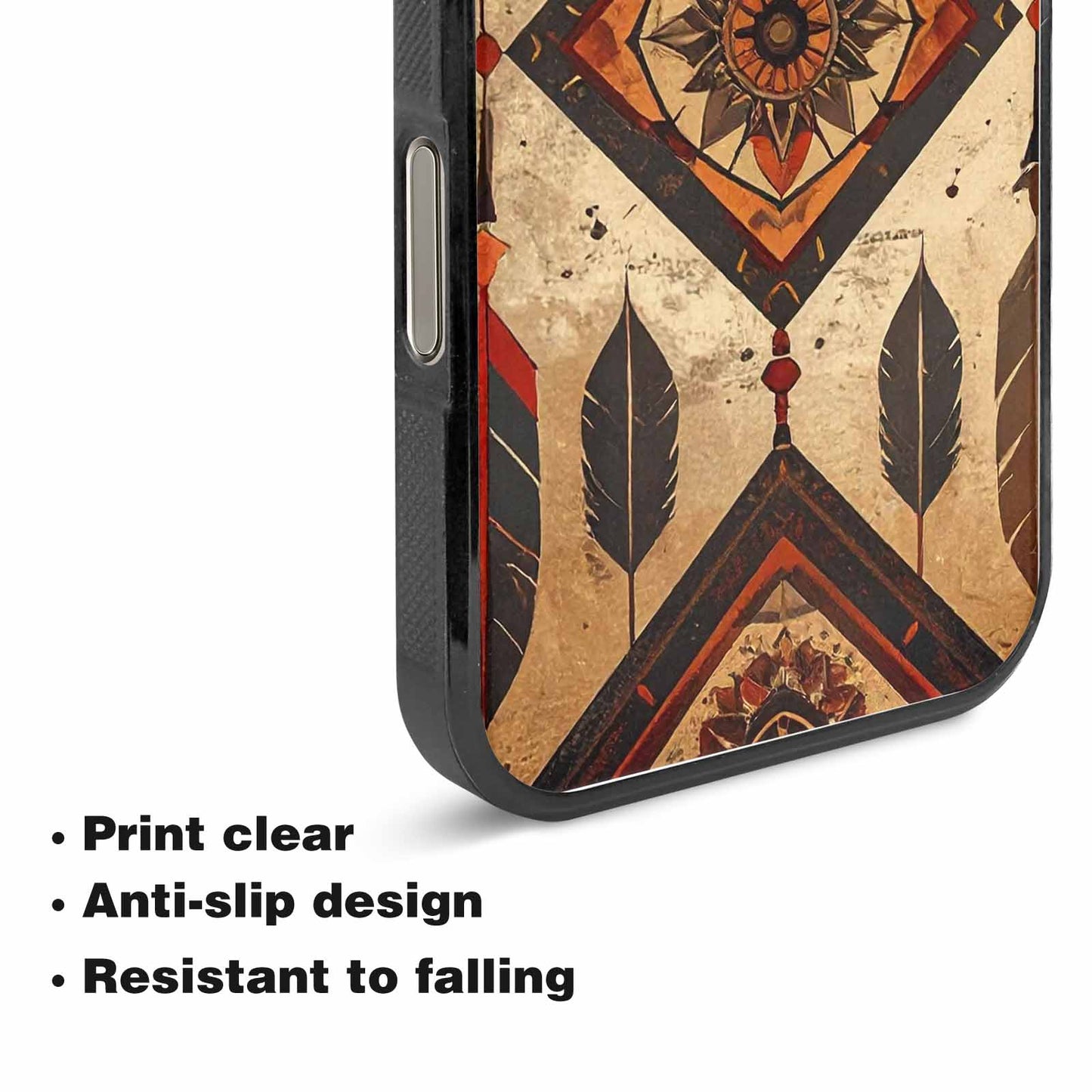 iPhone 15 Pro Max Case — Native American Geometric Pattern Arrows Feathers, Personalized Phone Case