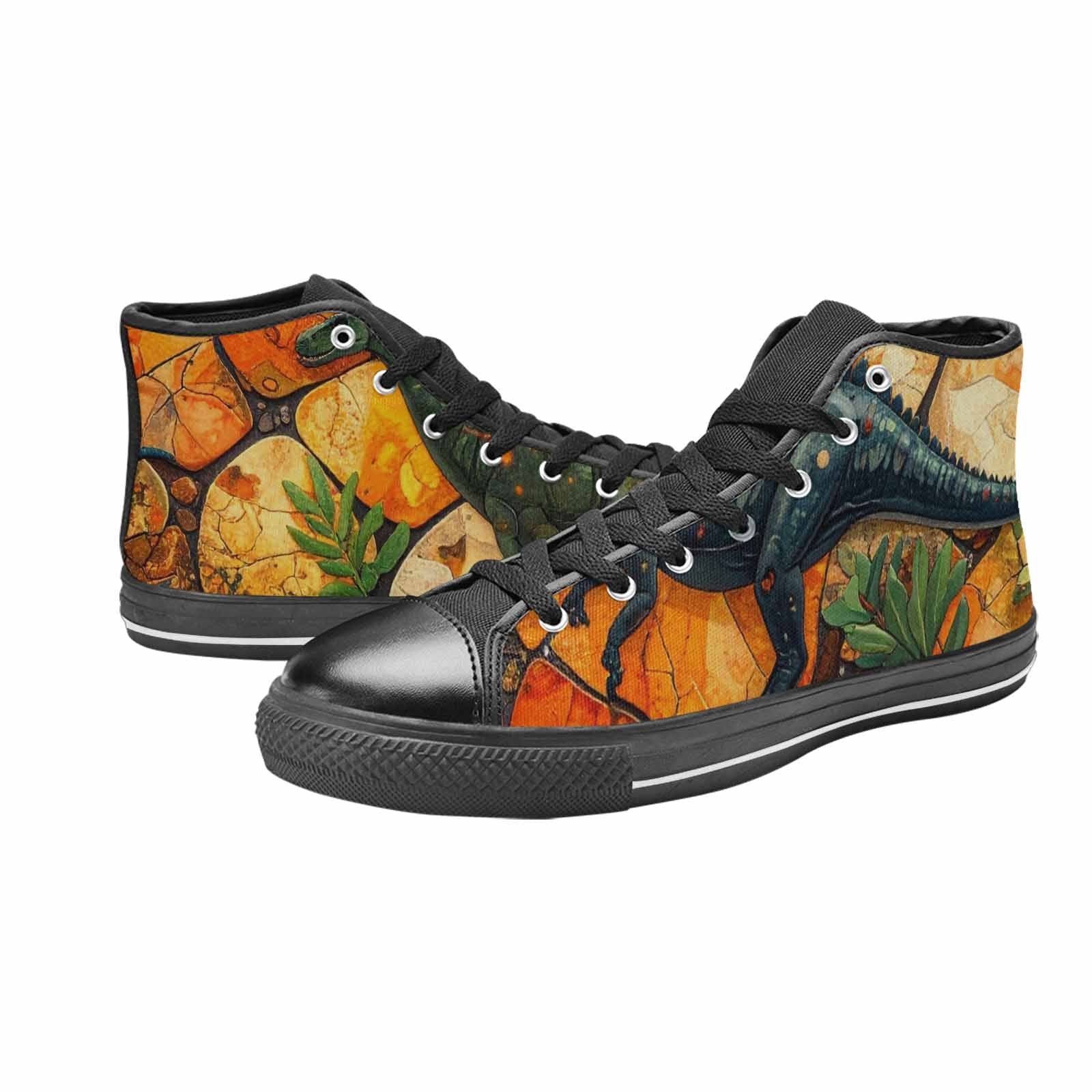 WOMEN'S Dinosaur Silhouette High Top Canvas Grunge Sneakers
