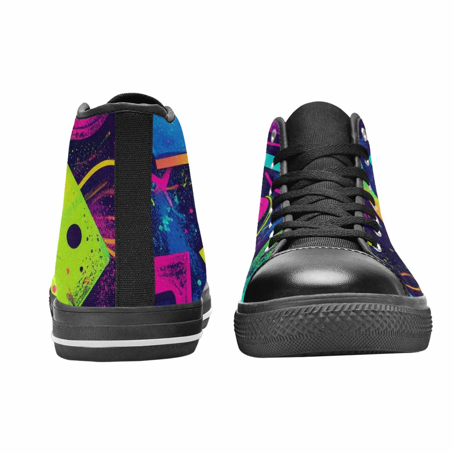 MEN'S Memphis Squiggles Triangles Dots High Top Canvas Grunge Shoes