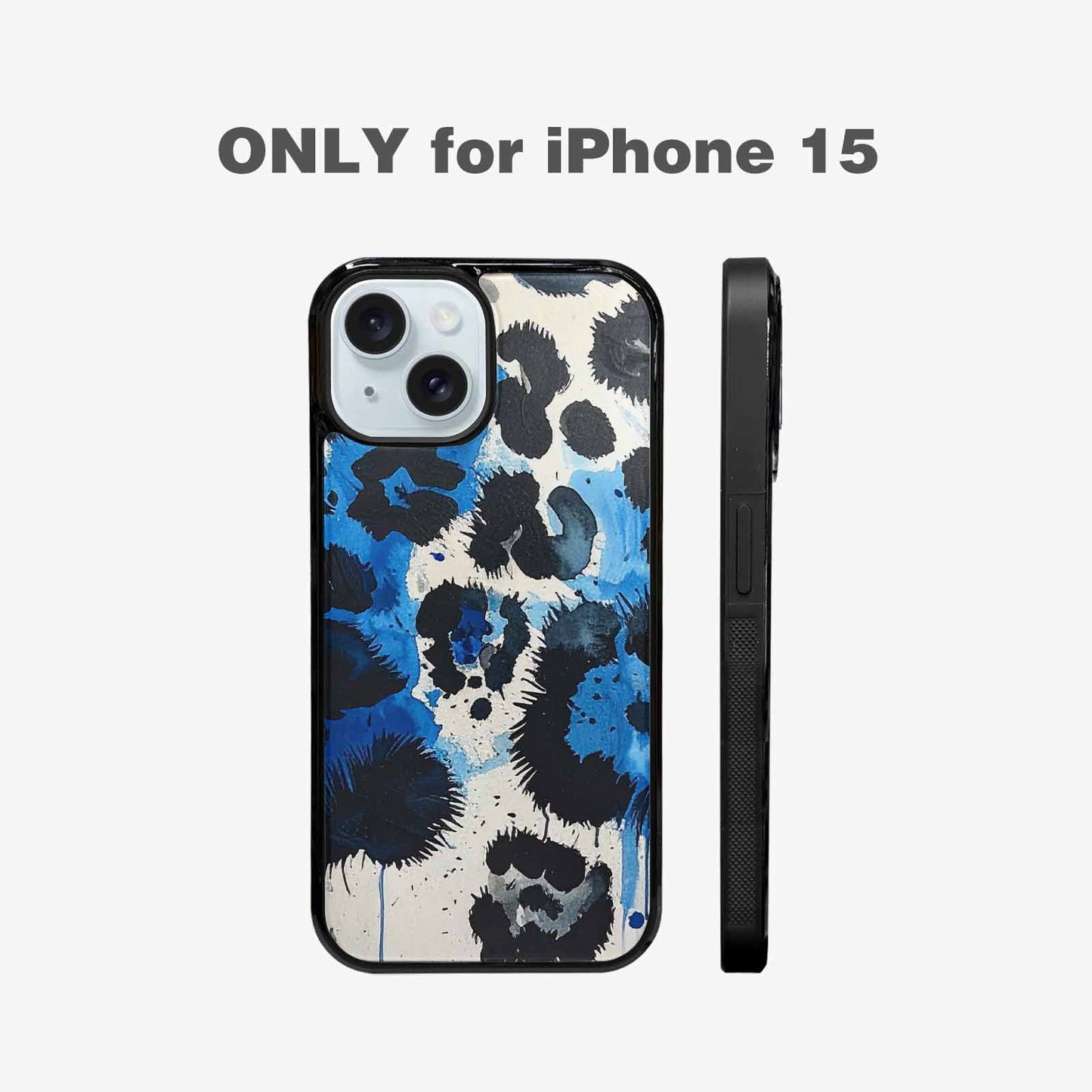 iPhone 15 Case — Animal Print Black Blue Ink Animal, Unique Phone Case Design