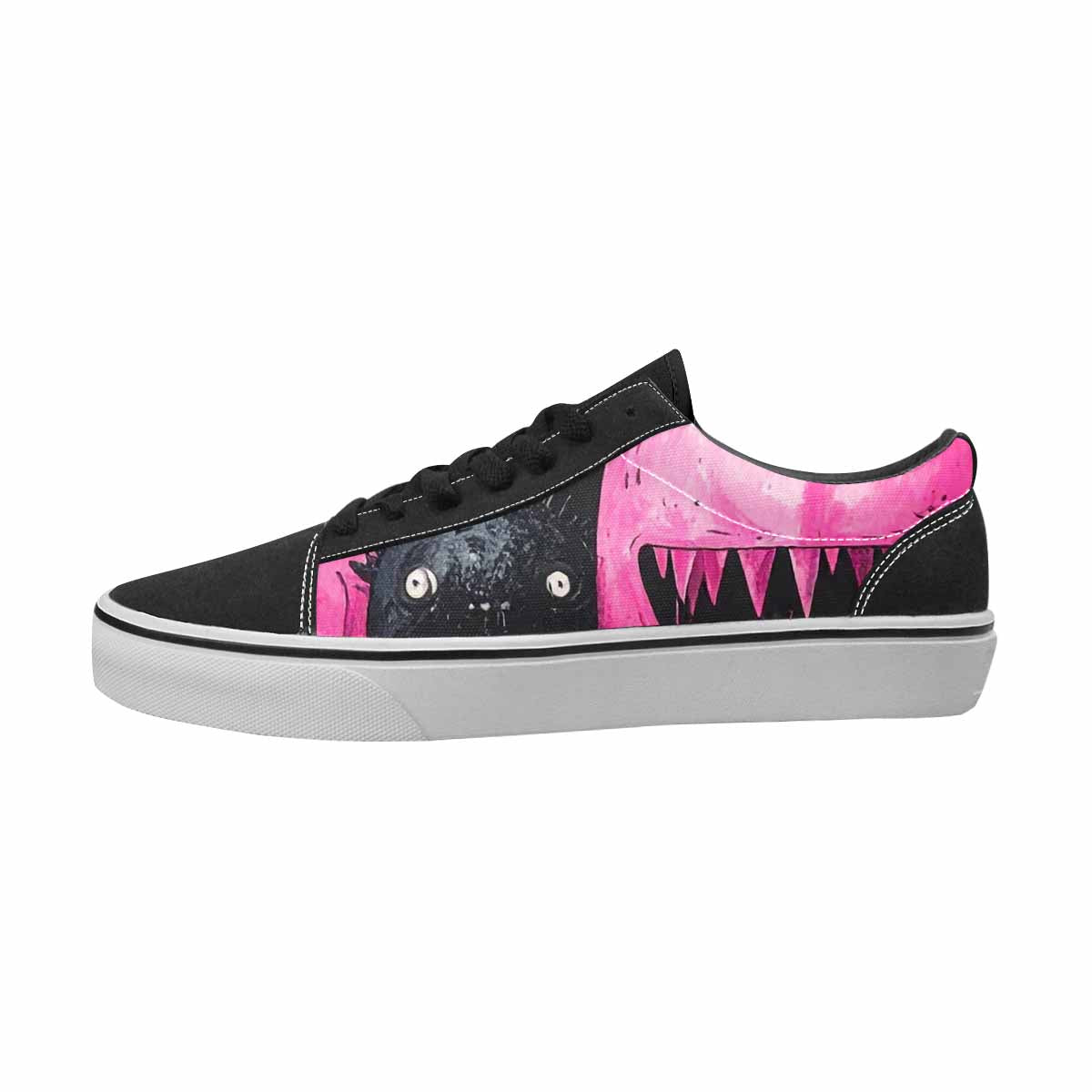 WOMEN'S Monsters Black & Pink Ink Canvas Custom Fashion Vibrant Chaos Shoes