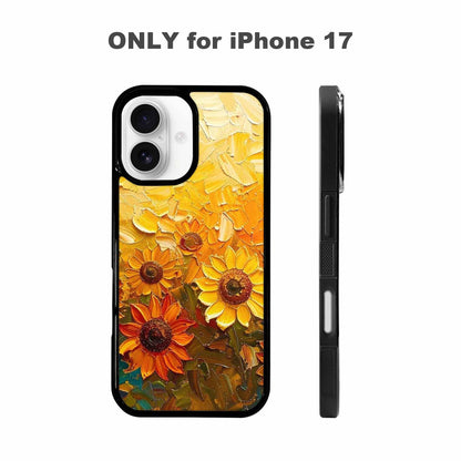 iPhone 17 Case — Impressionist Sunflower Brushstroke Pattern Floral, Custom Phone Case