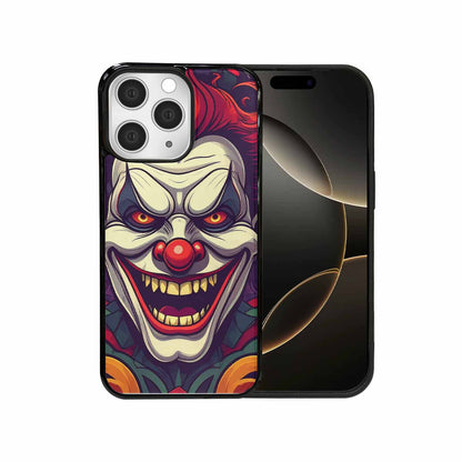 iPhone 15 Pro Max Case — Evil Circus Heads Faces Overlapping Patterns, Custom Print Case Cover