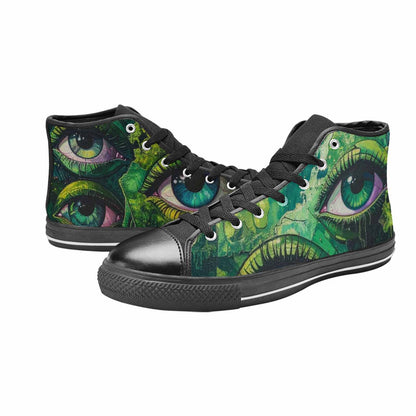 WOMEN'S Reptile Eye Cartoon High Top Canvas Neon Fantasy Sneakers