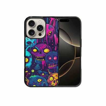 iPhone 16 Pro Case — Mixed Toxic Glow Creature Pattern Hundreds, Custom Print Case Cover