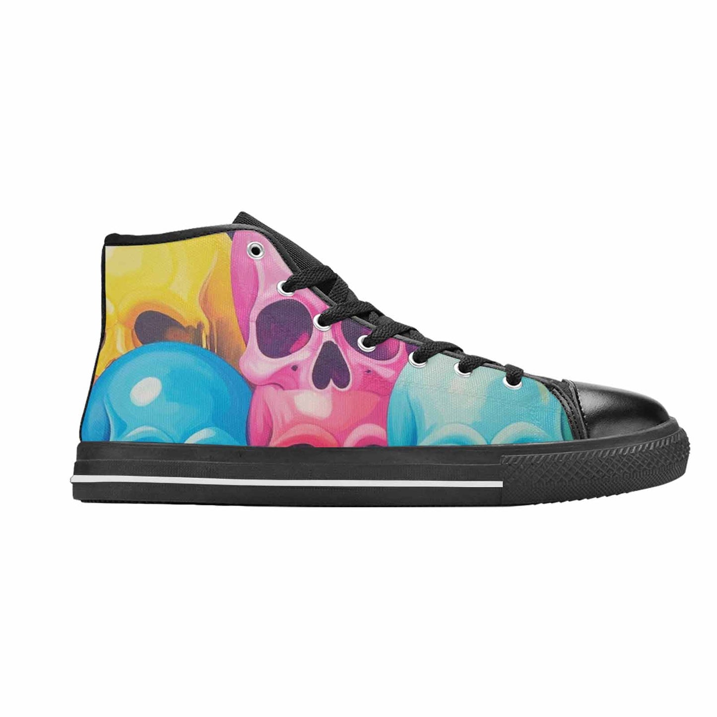 WOMEN'S Dripping Candy Skulls High Top Canvas Vivid Custom Shoes