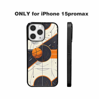 iPhone 15 Pro Max Case — Basketball Pattern Court Lines And Balls, Unique Phone Case Design